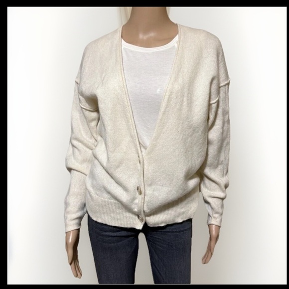 The Group by Babaton Luxe Cashmere Cardigan Cream Size Small Quiet luxury cozy - Picture 2 of 7